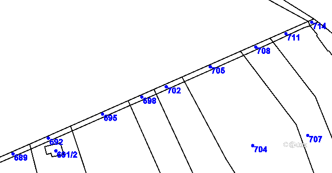 Parcela st. 702 v KÚ Volyně, Katastrální mapa