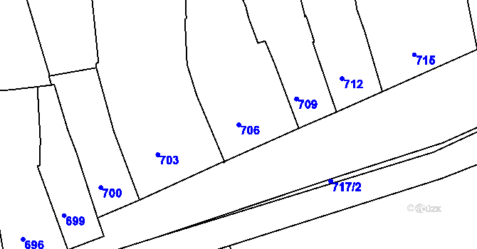 Parcela st. 706 v KÚ Volyně, Katastrální mapa