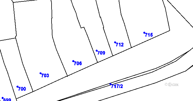Parcela st. 709 v KÚ Volyně, Katastrální mapa