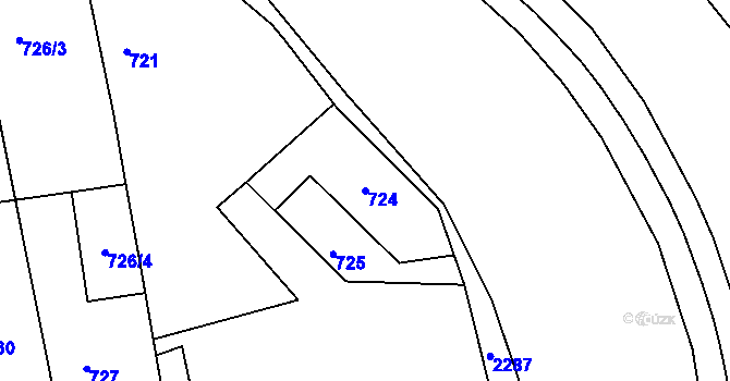 Parcela st. 724 v KÚ Volyně, Katastrální mapa