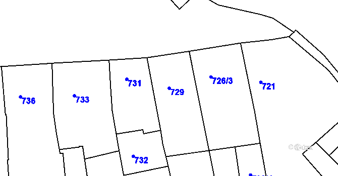 Parcela st. 729 v KÚ Volyně, Katastrální mapa