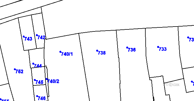 Parcela st. 738 v KÚ Volyně, Katastrální mapa