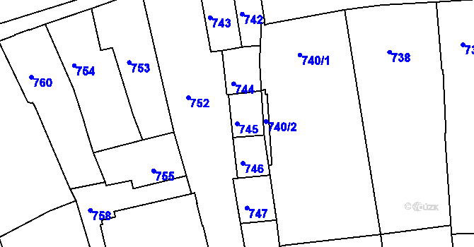 Parcela st. 745 v KÚ Volyně, Katastrální mapa