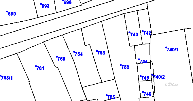 Parcela st. 753 v KÚ Volyně, Katastrální mapa