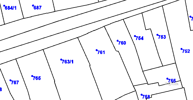 Parcela st. 761 v KÚ Volyně, Katastrální mapa