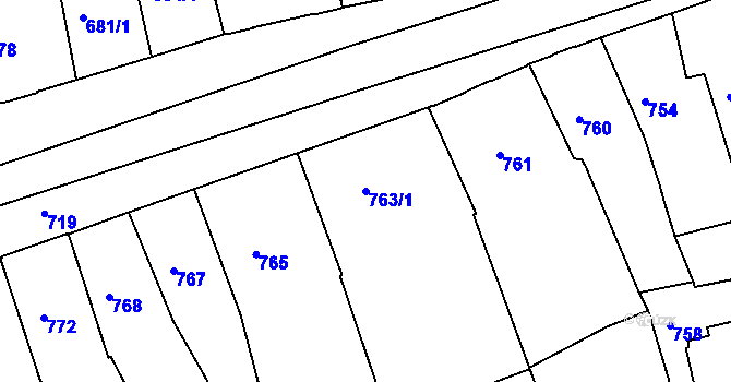 Parcela st. 763/1 v KÚ Volyně, Katastrální mapa