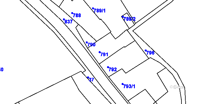 Parcela st. 791 v KÚ Volyně, Katastrální mapa