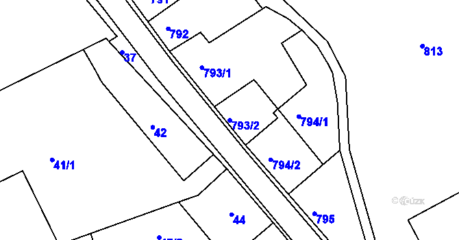 Parcela st. 793/2 v KÚ Volyně, Katastrální mapa