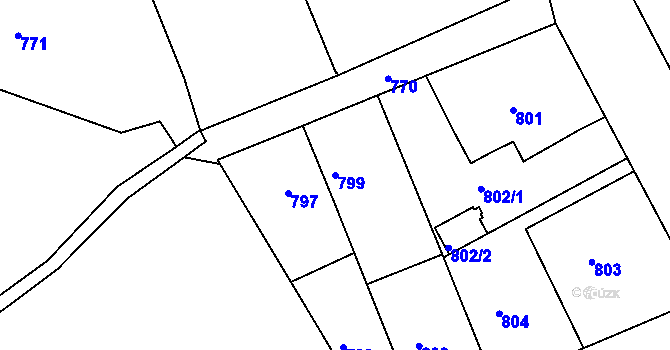 Parcela st. 799 v KÚ Volyně, Katastrální mapa