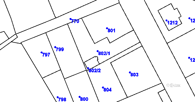 Parcela st. 802/1 v KÚ Volyně, Katastrální mapa