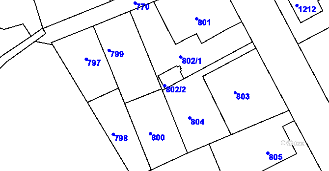 Parcela st. 802/2 v KÚ Volyně, Katastrální mapa