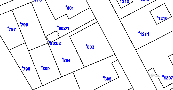 Parcela st. 803 v KÚ Volyně, Katastrální mapa