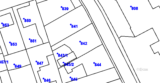Parcela st. 842 v KÚ Volyně, Katastrální mapa
