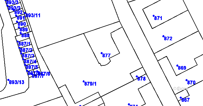 Parcela st. 877 v KÚ Volyně, Katastrální mapa