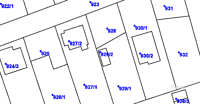 Parcela st. 929/2 v KÚ Volyně, Katastrální mapa