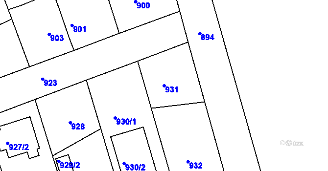 Parcela st. 931 v KÚ Volyně, Katastrální mapa