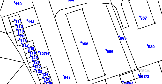 Parcela st. 958 v KÚ Volyně, Katastrální mapa