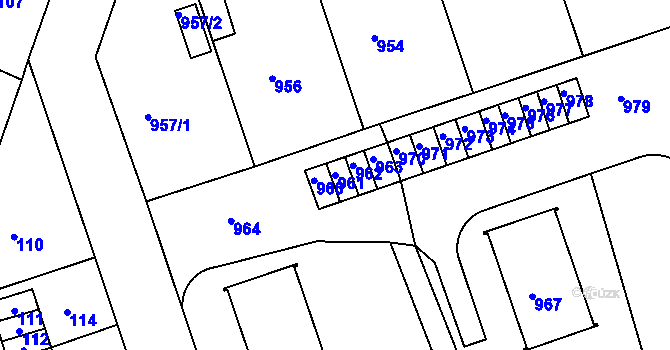 Parcela st. 961 v KÚ Volyně, Katastrální mapa