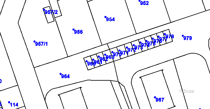 Parcela st. 963 v KÚ Volyně, Katastrální mapa
