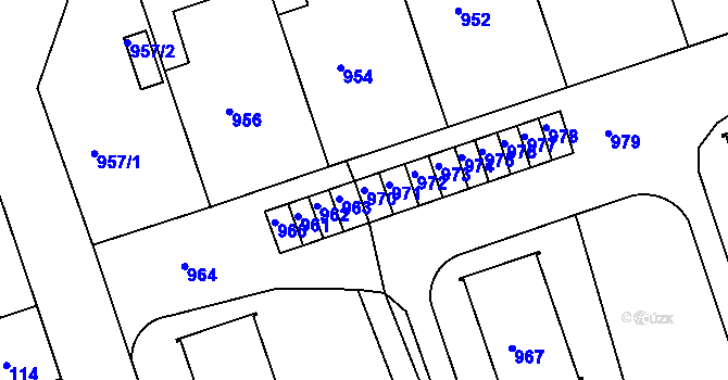 Parcela st. 970 v KÚ Volyně, Katastrální mapa