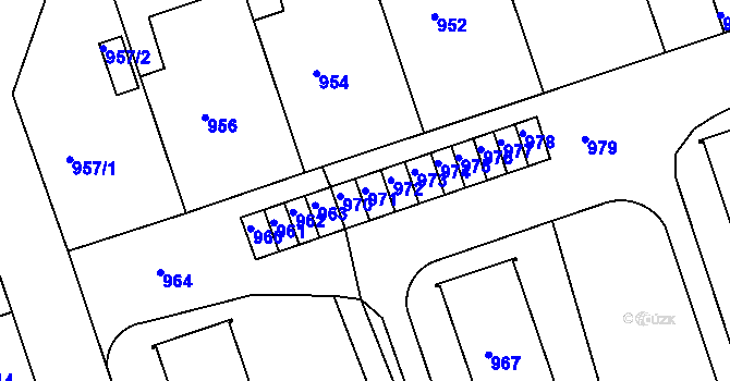 Parcela st. 971 v KÚ Volyně, Katastrální mapa