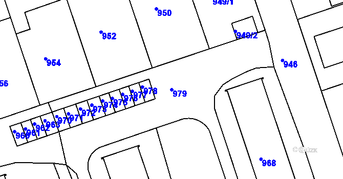 Parcela st. 979 v KÚ Volyně, Katastrální mapa