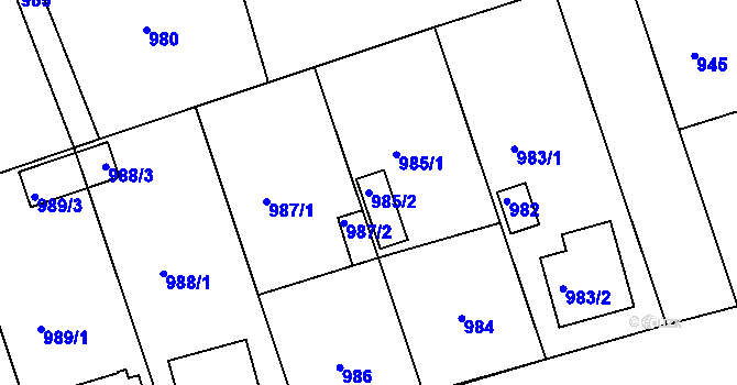 Parcela st. 985/2 v KÚ Volyně, Katastrální mapa