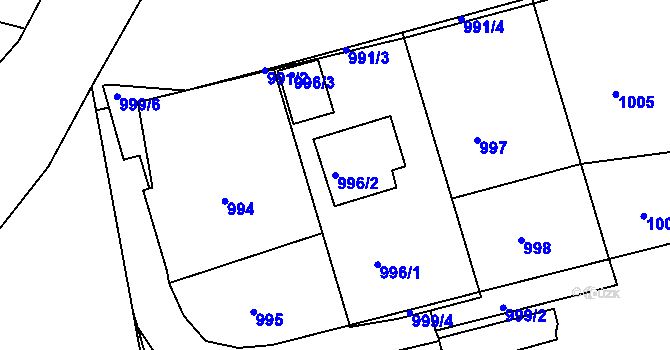 Parcela st. 996/2 v KÚ Volyně, Katastrální mapa