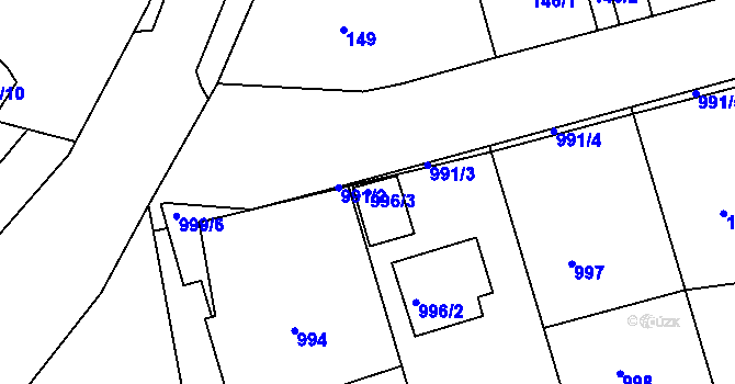 Parcela st. 996/3 v KÚ Volyně, Katastrální mapa