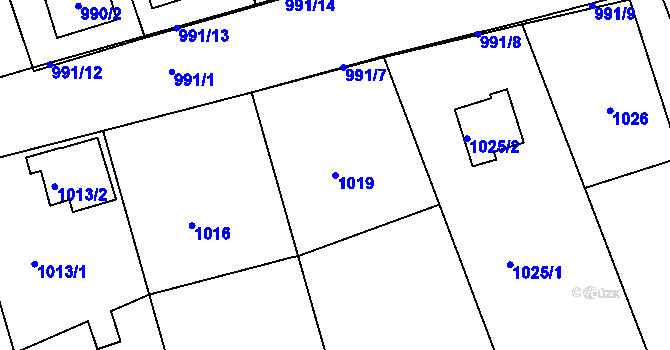 Parcela st. 1019 v KÚ Volyně, Katastrální mapa