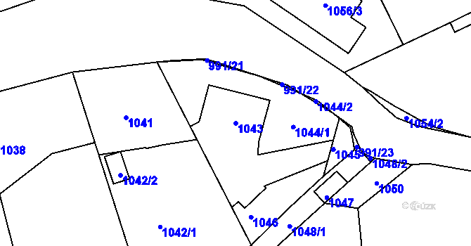 Parcela st. 1043 v KÚ Volyně, Katastrální mapa