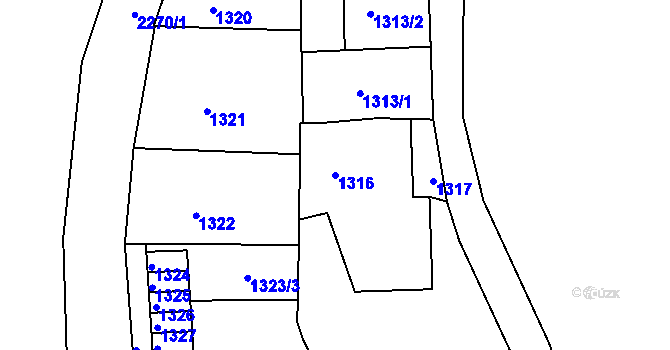 Parcela st. 1316 v KÚ Volyně, Katastrální mapa