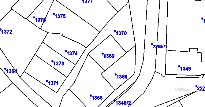 Parcela st. 1369 v KÚ Volyně, Katastrální mapa