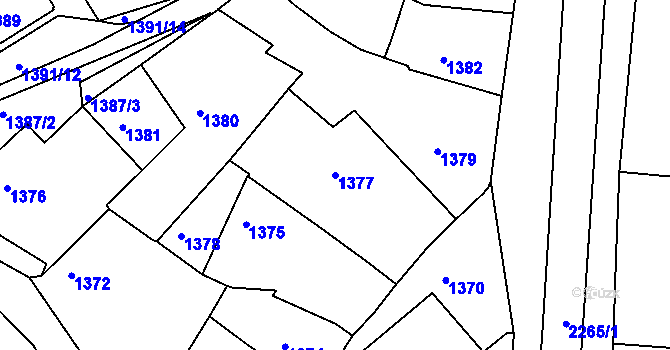 Parcela st. 1377 v KÚ Volyně, Katastrální mapa