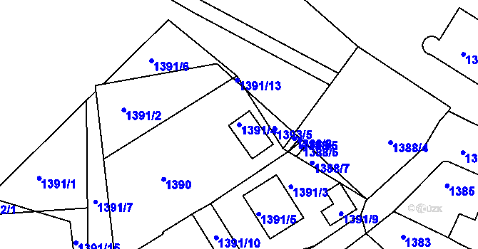 Parcela st. 1391/4 v KÚ Volyně, Katastrální mapa