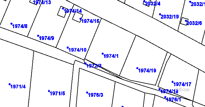 Parcela st. 1974/1 v KÚ Volyně, Katastrální mapa