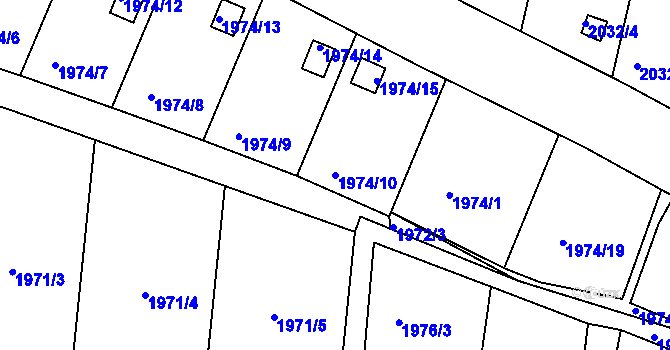 Parcela st. 1974/10 v KÚ Volyně, Katastrální mapa