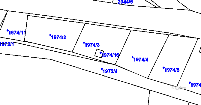 Parcela st. 1974/16 v KÚ Volyně, Katastrální mapa