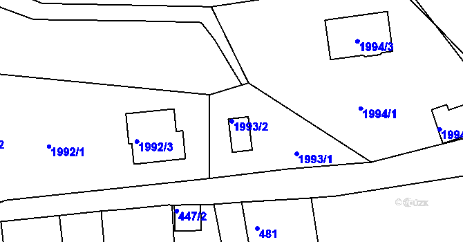 Parcela st. 1993/2 v KÚ Volyně, Katastrální mapa