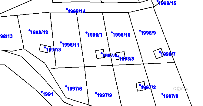 Parcela st. 1997/4 v KÚ Volyně, Katastrální mapa