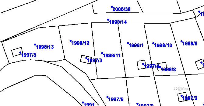 Parcela st. 1998/11 v KÚ Volyně, Katastrální mapa