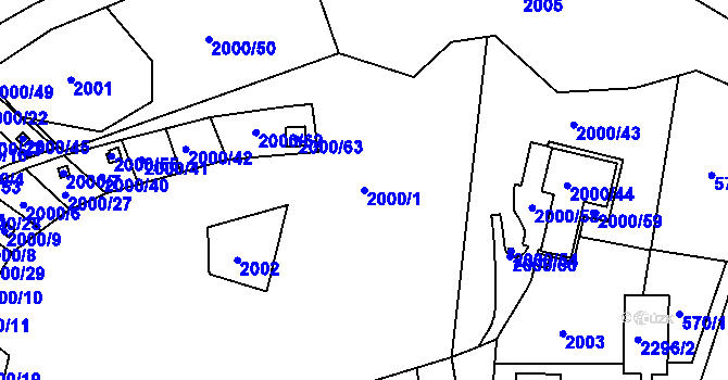 Parcela st. 2000/1 v KÚ Volyně, Katastrální mapa
