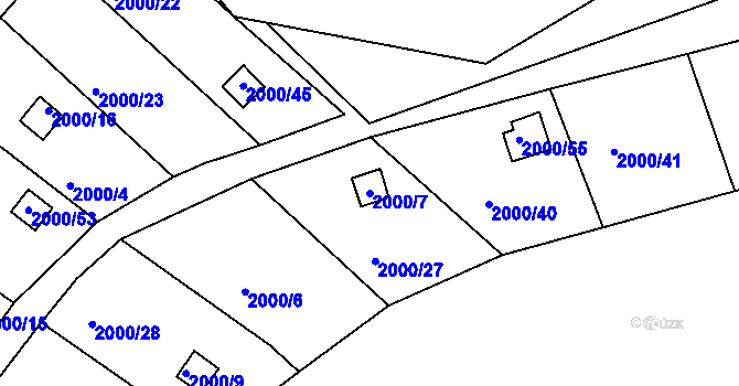 Parcela st. 2000/7 v KÚ Volyně, Katastrální mapa