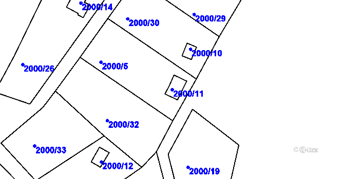 Parcela st. 2000/11 v KÚ Volyně, Katastrální mapa