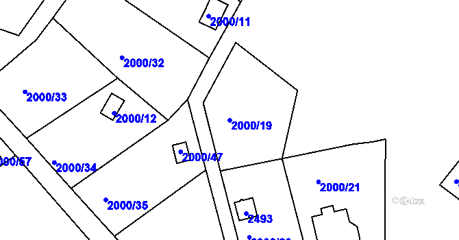 Parcela st. 2000/19 v KÚ Volyně, Katastrální mapa