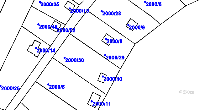 Parcela st. 2000/29 v KÚ Volyně, Katastrální mapa