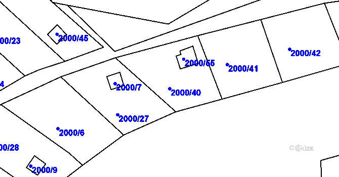Parcela st. 2000/40 v KÚ Volyně, Katastrální mapa