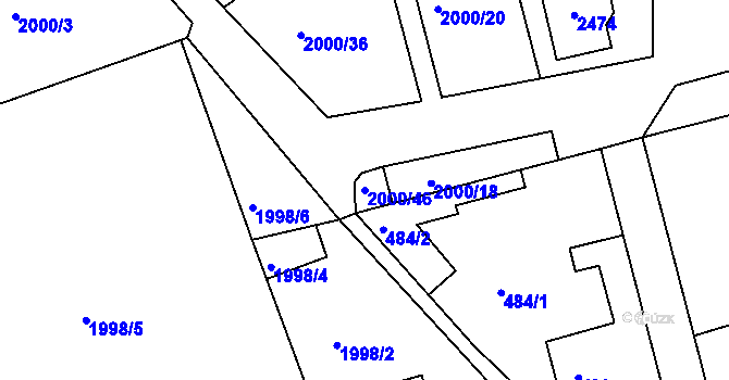 Parcela st. 2000/46 v KÚ Volyně, Katastrální mapa