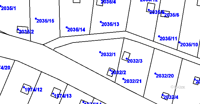 Parcela st. 2032/1 v KÚ Volyně, Katastrální mapa