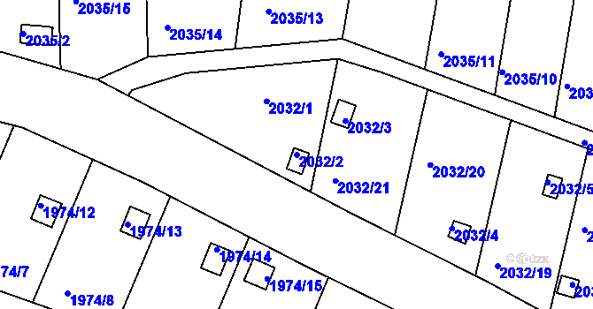 Parcela st. 2032/2 v KÚ Volyně, Katastrální mapa
